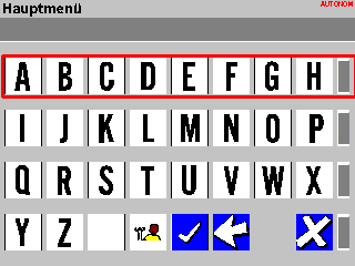 AUTONOM-Menue zur Buchstabenkommunikation