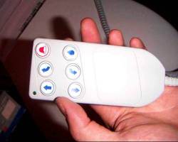 hand held remote control with 6 buttons